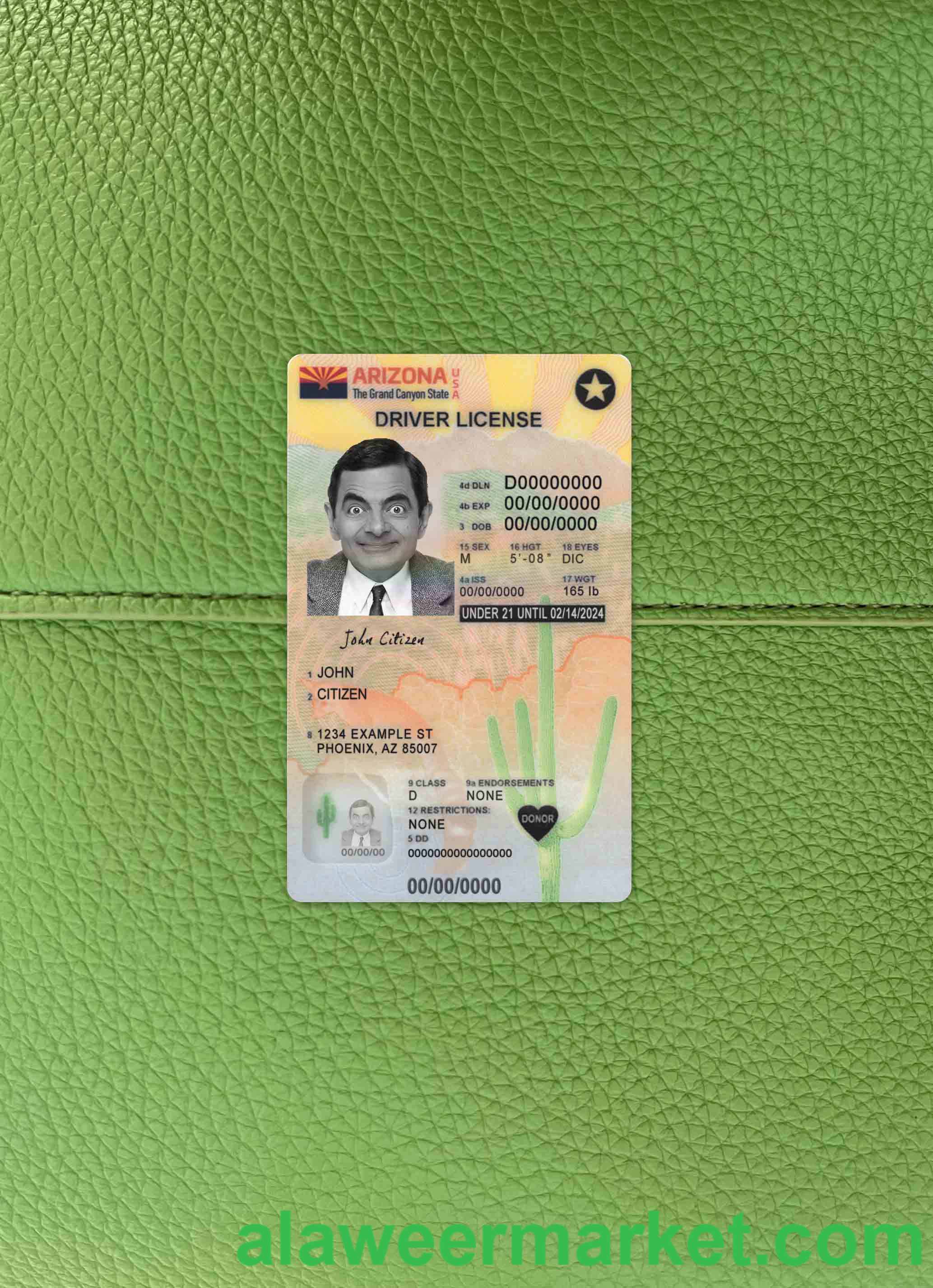 USA Arizona driving license under 21 version 2 photolook FRONT