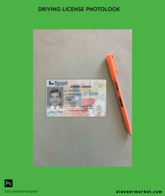 USA Texas Sürücü Belgesi Belge Şablon in PSD format, fully Düzenlenebilir (2020 – present) photolook Ön