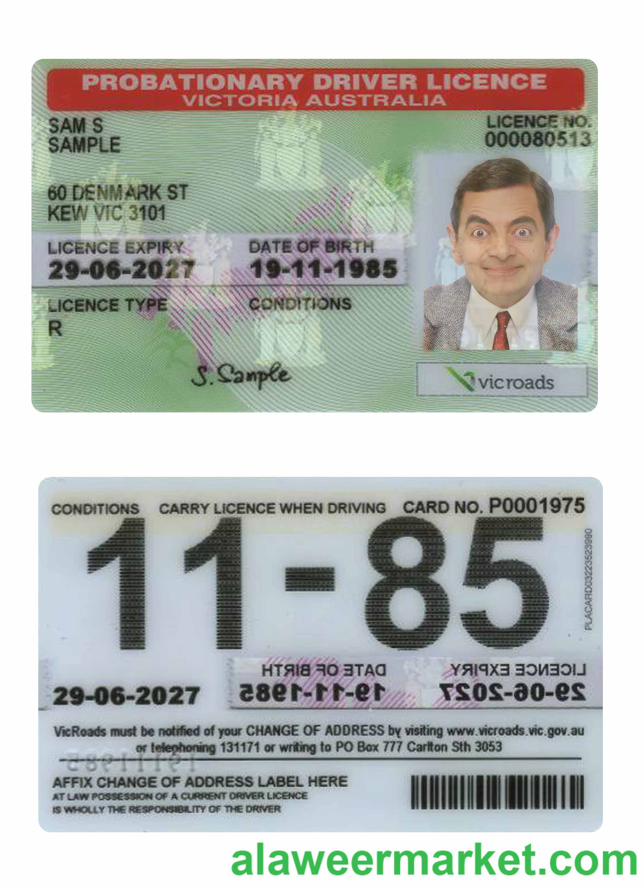 Australia Victoria state probationary driving license
