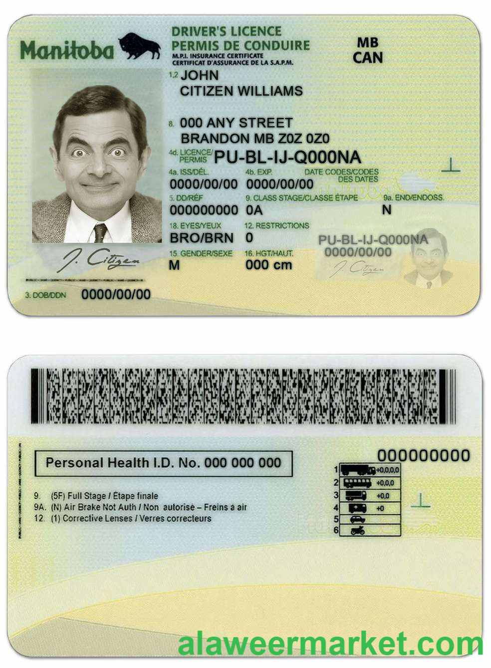 Canada Manitoba province driving license