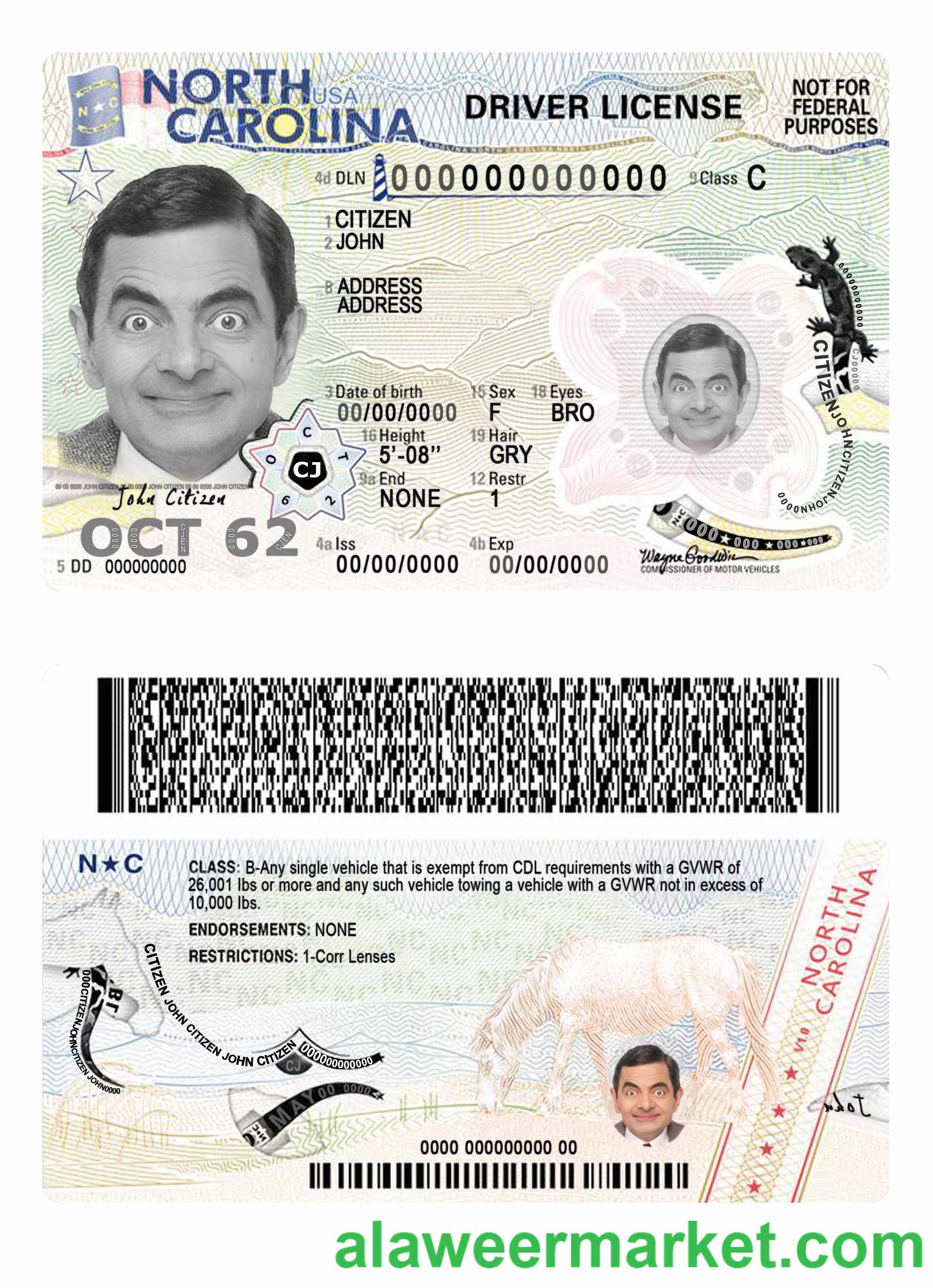 USA North Carolina driving license 2024-present