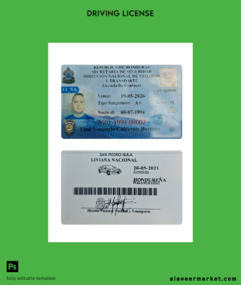 Honduras Sürücü Belgesi Belge