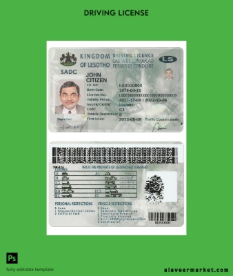 Lesotho Sürücü Belgesi Belge