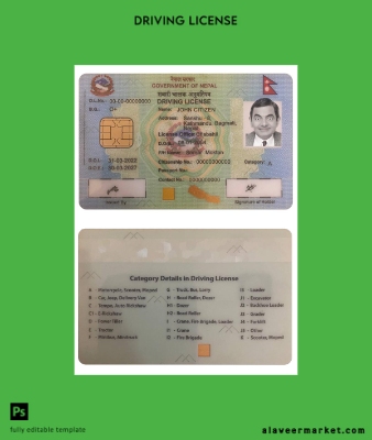 Nepal Sürücü Belgesi Belge version 2