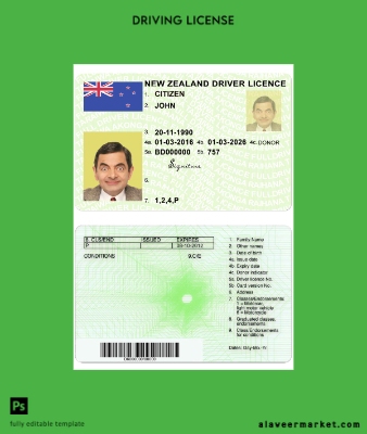 Yeni ZEALAND green Sürücü Belgesi Belge (fully qualified)