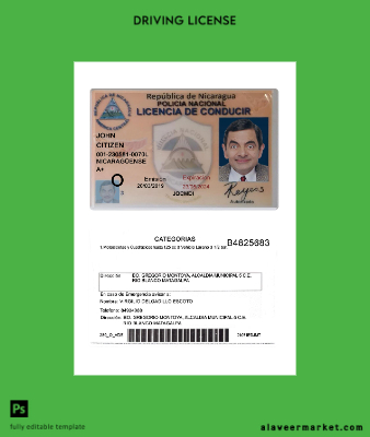 Nicaragua Sürücü Belgesi Belge 2019-present