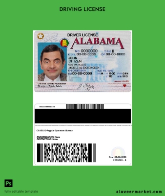 USA Alabama Sürücü Belgesi Belge