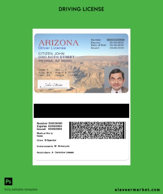 USA Arizona Sürücü Belgesi Belge version 2