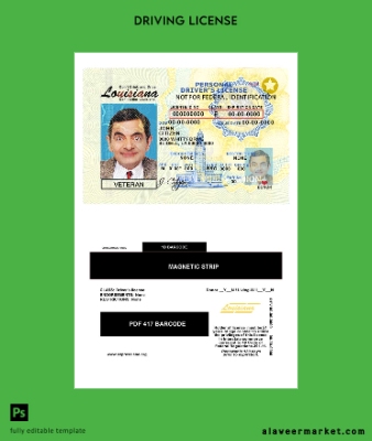 USA Louisiana Sürücü Belgesi Belge