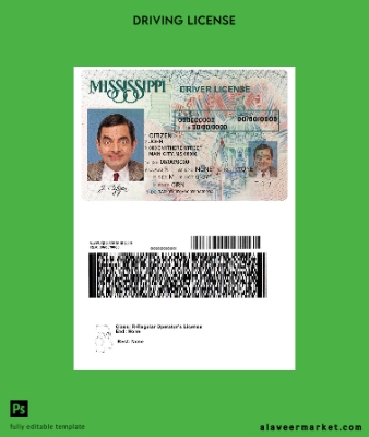 USA Mississippi Sürücü Belgesi Belge