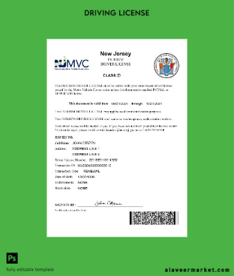 USA Yeni Jersey Department of Motor Vehicles (DMV) - interim Sürücü Belgesi İzni