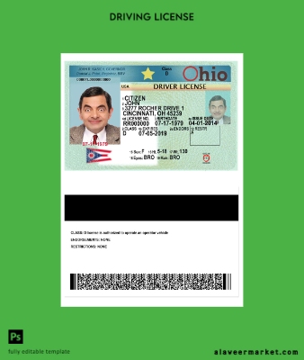 USA Ohio Sürücü Belgesi Belge 2018-present