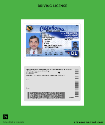USA Oklahoma Sürücü Belgesi Belge
