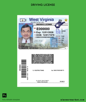 USA West Virgina Sürücü Belgesi Belge