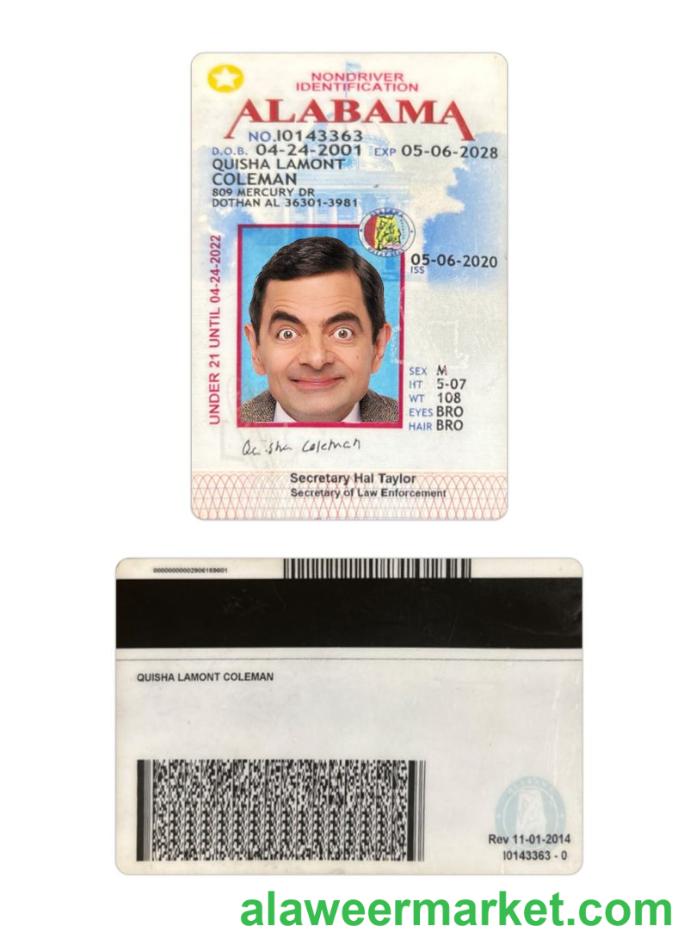 USA Alabama under 21 ID card
