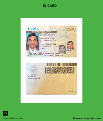 USA Iowa Kimlik Kartı Kart