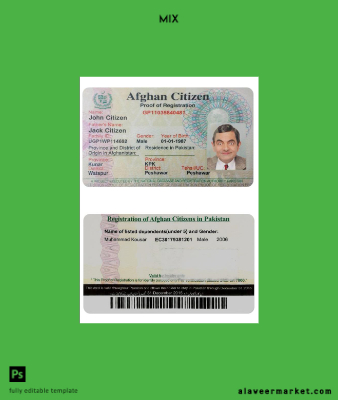 Afganistan Citizen proof of registration Kart PSD