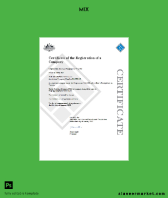Aust (ASIC) Sertifika of Şirket Registration 1
