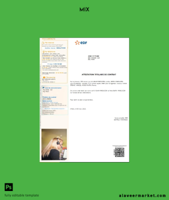 Fransa EDF attestation de contrat