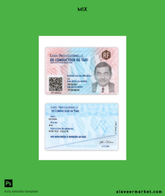 Fransa taxi driver Kimlik Kartı Kart