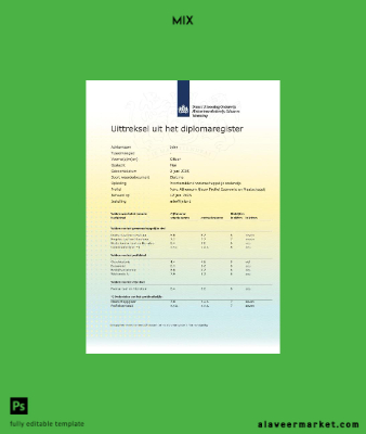 Hollanda MboRijnland Diploma Register Extract Şablon in Word and PDF format
