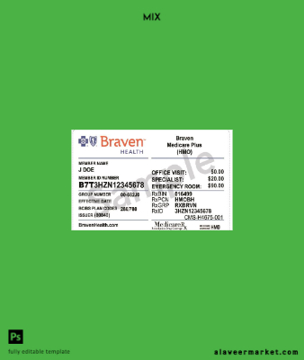 USA Braven Heath Tıbbi care Kart