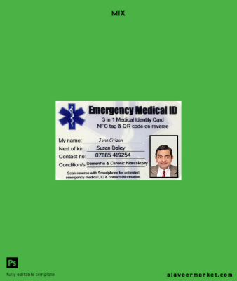USA emergency Tıbbi Kimlik Kartı Kart
