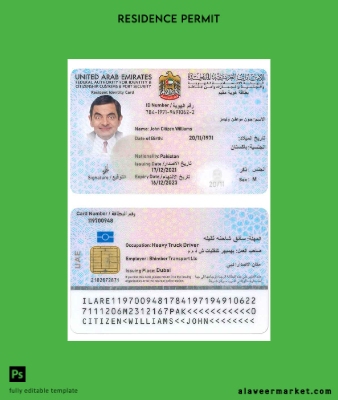 United Arab Emirates Kimlik Kartı Kimlik Kartı Kart