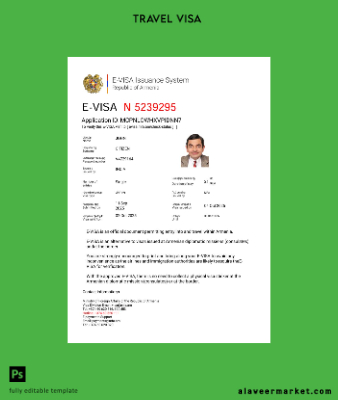 Ermenistan Vize Şablon in Word and Pdf formats