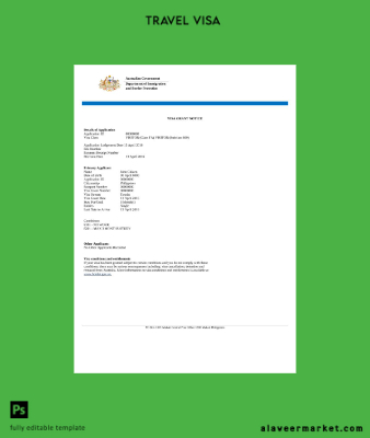 Avustralya Vize in Word and Pdf Şablon