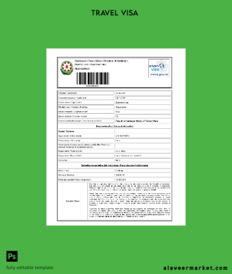 Azerbaycan electronic Vize Şablon in Word and Pdf formats, version 2