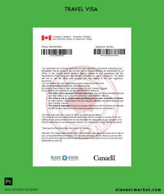 Kanada Vize approval letter Şablon in Word and Pdf formats