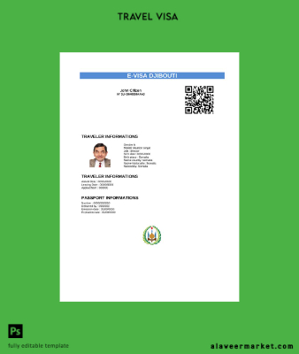 Djibouti Vize in Word and Pdf Şablon