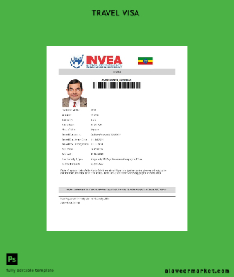 Etiyopya Vize Şablon in Word and Pdf formats