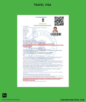 Hindistan Vize in Word and Pdf Şablon