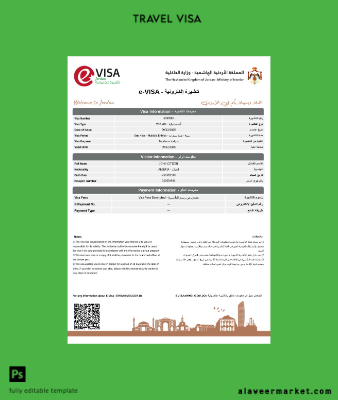Ürdün Vize Şablon in Word and Pdf formats