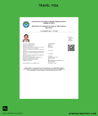 Kyrgyzstan Vize Word and Pdf Şablon