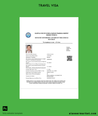 Kyrgyzstan electronic Vize Psd Şablon