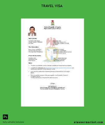 Nijerya Vize in Word and Pdf Şablon