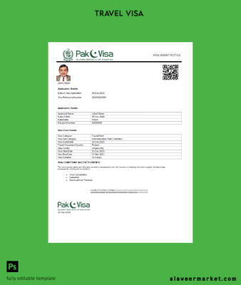 Pakistan Vize in Word and Pdf Şablon