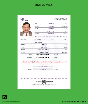 Suudi Arabistan Arabia Vize Şablon in Word and Pdf formats, version 2