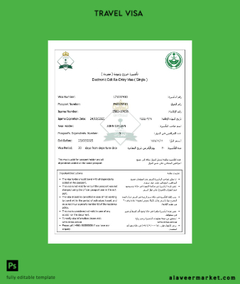 Suudi Arabistan Arabia Vize Şablon in Word and Pdf formats, version 3