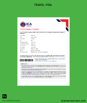Singapur Vize Şablon in Word and Pdf formats, version 2