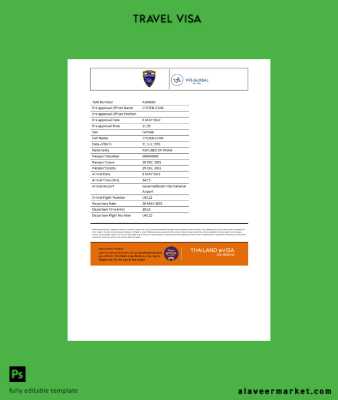 Tayland Vize in Word and Pdf Şablon