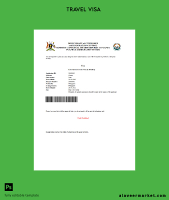 Uganda Vize in Word and Pdf Şablon