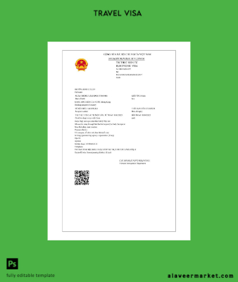Vietnam Vize in Word and Pdf Şablon
