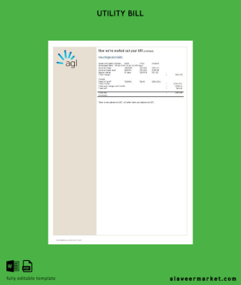 Avustralya AGL Elektrik account energy Fatura Fatura word