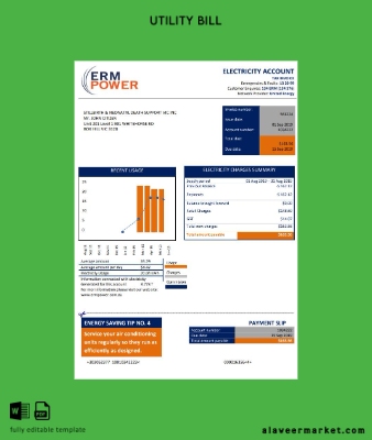 Avustralya ERM Power Elektrik proof of address Fatura Fatura word