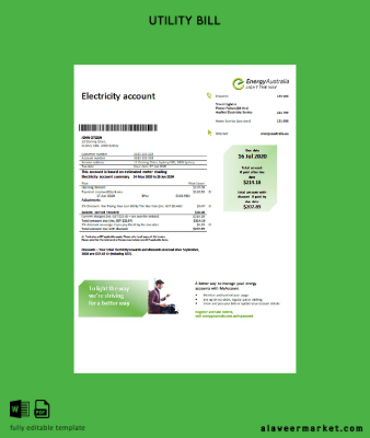 Avustralya Energy Avustralya Elektrik Fatura Fatura word