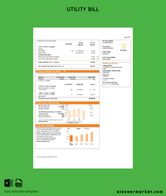 Avustralya Yeni South Wales (NSW) Origin Elektrik Fatura Fatura word format 3